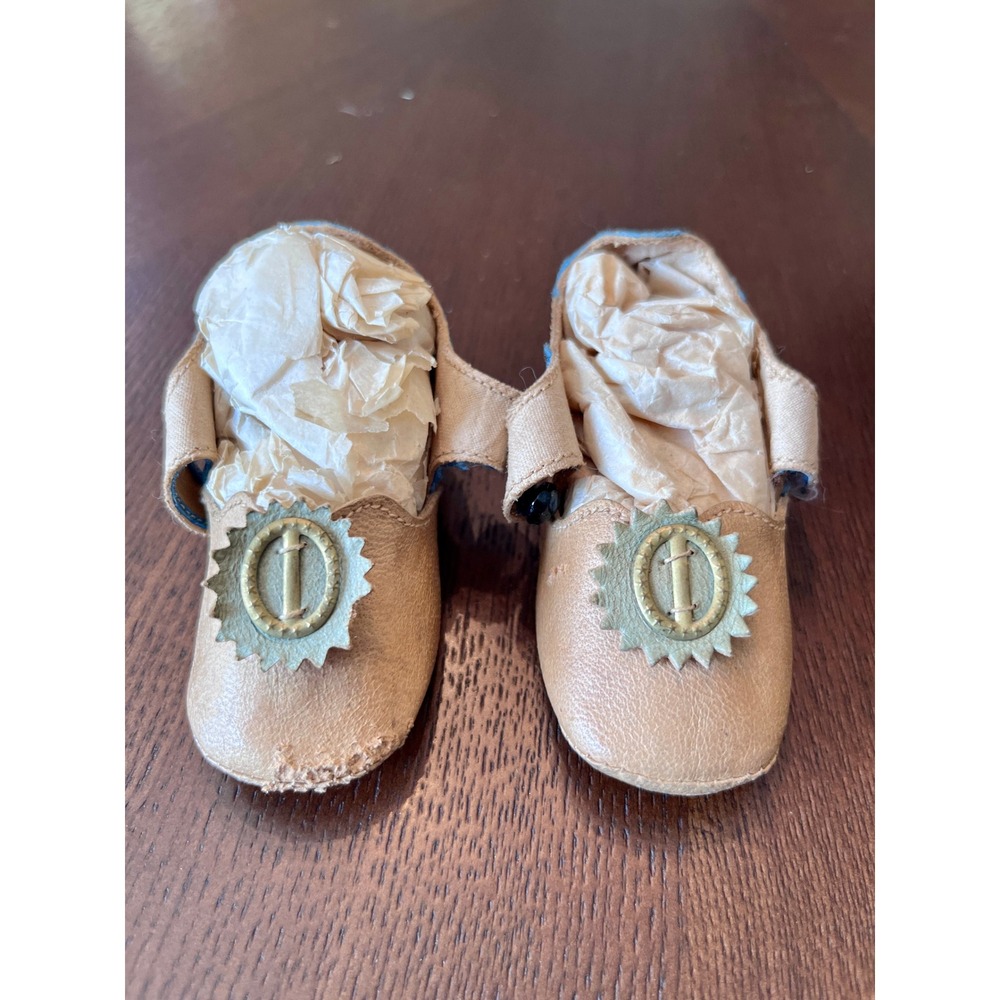 Mary Jane Shoes Infant 4 Inch Tan Fair Antique Leather Brass Buckle
